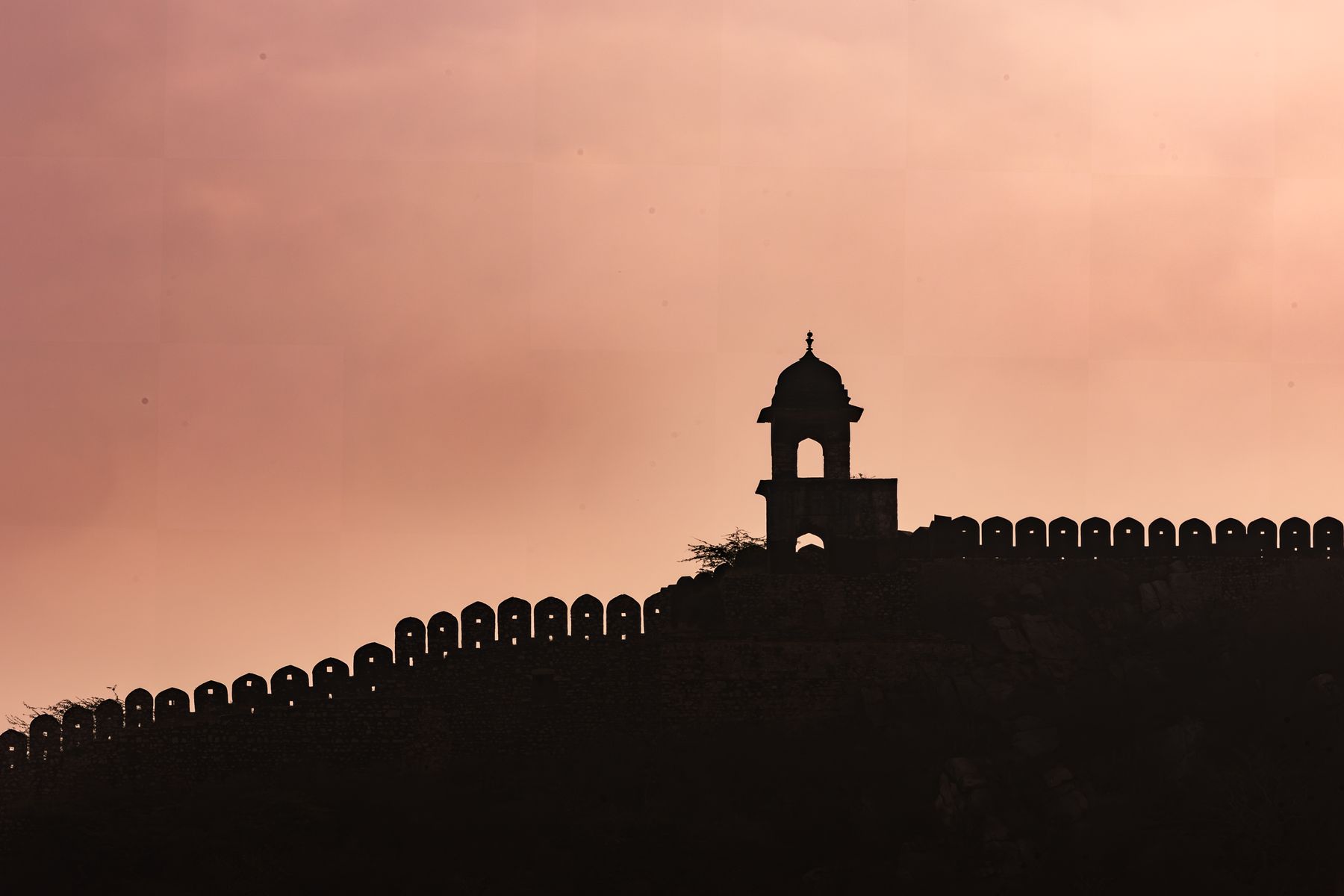 Fort Wall And Chhatri Silhouette